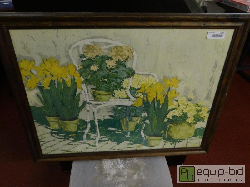 lot 1517 image: Framed floral print signed Russ Elliott.  36&...