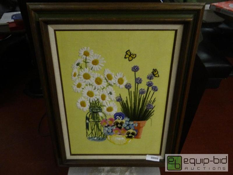 lot 1519 image: Framed needle point.  25&quot x 31&quot...