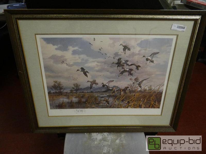 lot 1525 image: Large framed wildlife print signed and number...