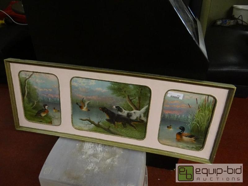 lot 1533 image: 3 print set in antique wood frame.  41&quot ...