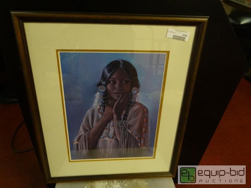 lot 1535 image: Framed Native American print.  &nbspsigned b...