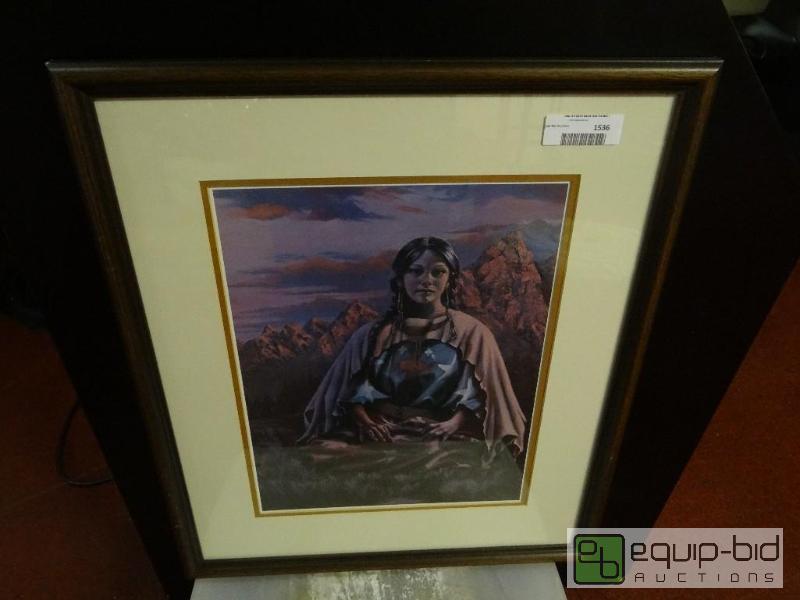 lot 1536 image: Framed Native American print.  signed by P.Cr...