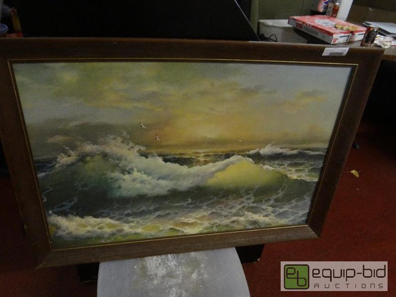 lot 1538 image: Large framed ocean scene.  40&quot x 28&quot...