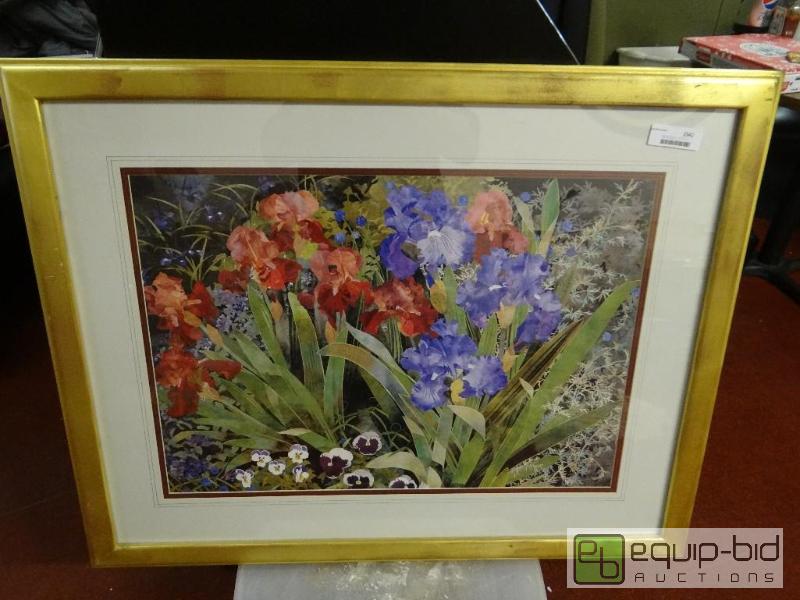 lot 1542 image: Framed floral print.  Signed by Amanda Richar...
