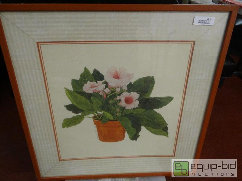 lot 1545 image: Large framed floral print.  Signed by artist,...