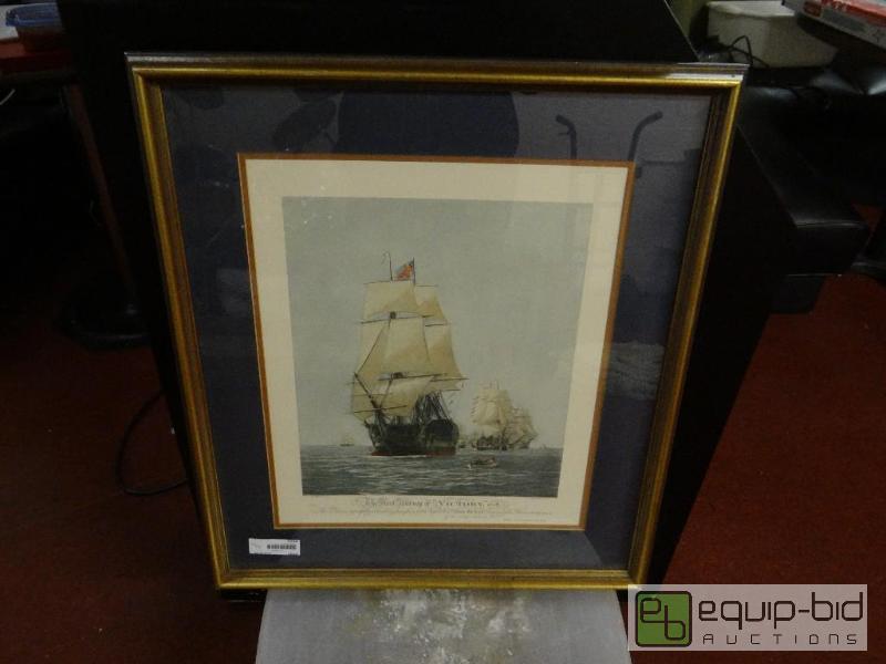 lot 1552 image: Framed boat print.  26&quot x 23&quot...