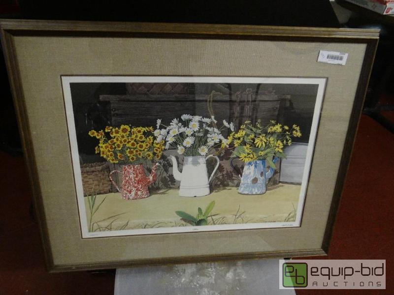 lot 1553 image: Framed lithograph Titled &quot Daisies&quot...