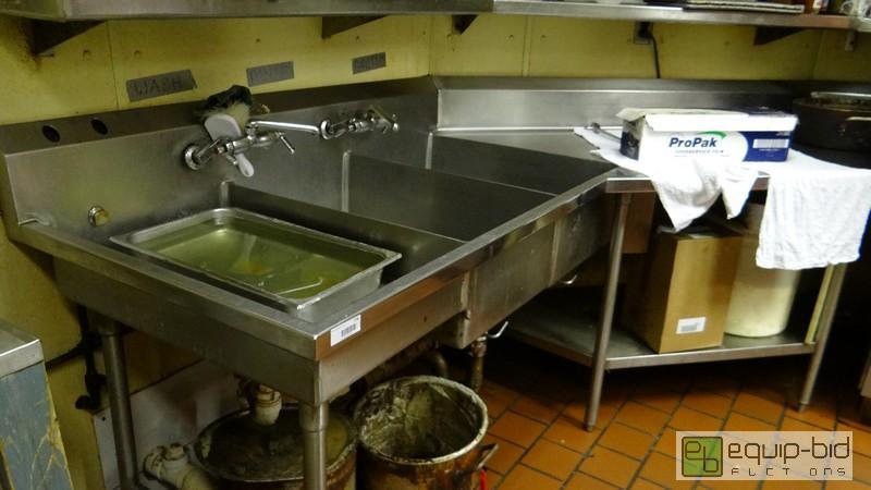 lot 776 image: Custom Fit 3 Bay Stainless Corner Sink