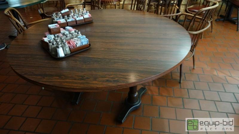 lot 878 image: Wood Laminate Top 60 Duel Wood Base Table