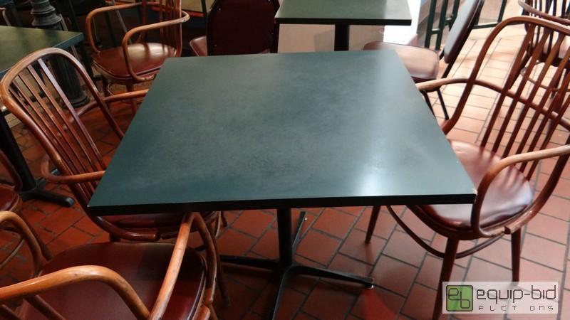 lot 879 image: 34x34 Green Formica Top Single Metal Base Table