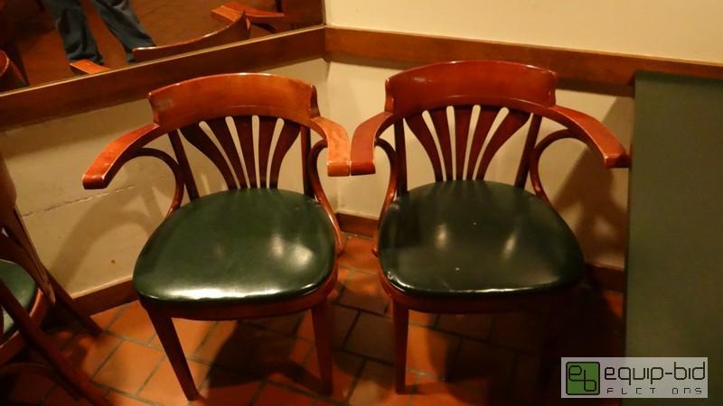 lot 915 image: (2) Green Vinyl Padded Finished Poly Wood Chairs