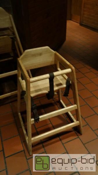 lot 923 image: (3) Blond Oak High Chairs
