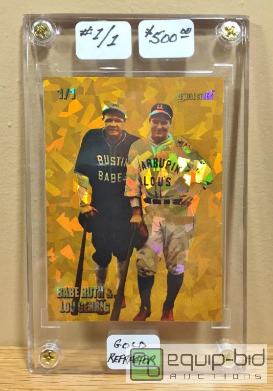 lot 1001 image: BABE RUTH LOU GEHRIG GOLD Refractor - ONLY ONE EVER MADE - Serial #11 VALUE $500