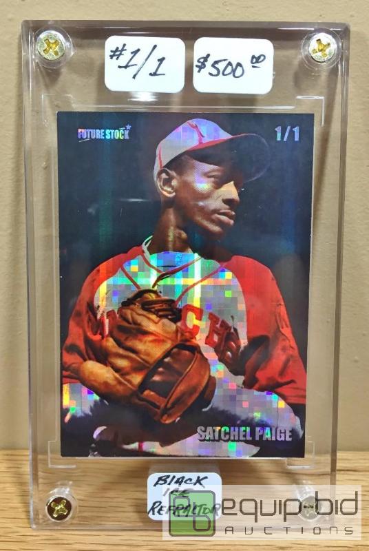 lot 1008 image: Satchel Paige Kansas City Monarchs BLACK ICE Refractor  -ONLY ONE EVER MADE- Serial #11 VALUE $500