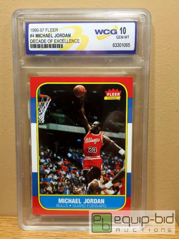 lot 1009 image: MICHAEL JORDAN 1996-97 ROOKIE RP -GEM MINT 10-GRADED VALUE $150 - Fleer DECADE OF EXCELLENCE