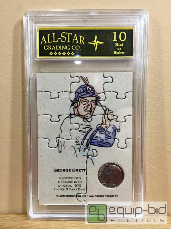 lot 1019 image: GEORGE BRETT 1975 COIN PUZZLE TEST CARD - $200 GRADED GEM MINT 10 Less then 25 EVER printed