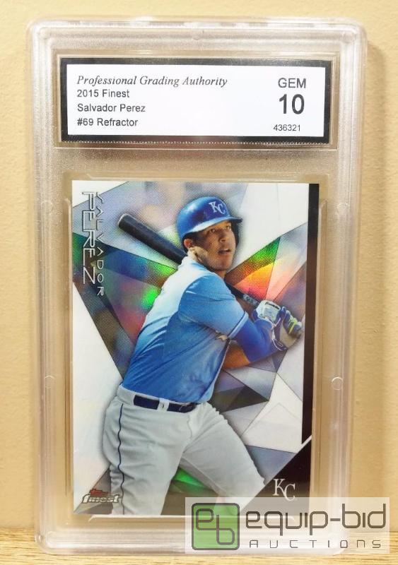 lot 1020 image: SALVADOR PEREZ - GRADED GEM MINT 10 - 2015 TOPPS FINEST REFRACTOR INSERT CARD - VERY RARE