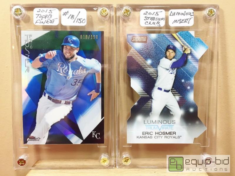 lot 1024 image: (2) RARE ERIC HOSMER INSERT CARDS -2015 TOPPS FINEST REFRACTOR #18150  STADIUM CLUB DIE CUT INSERT