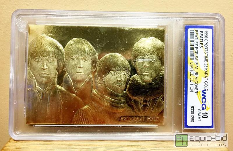 lot 1030 image: BEATLES FOR SALE Album Cover 23KT Gold Card Sculptured - GRADED GEM MINT 10 - GRADED VALUE $125