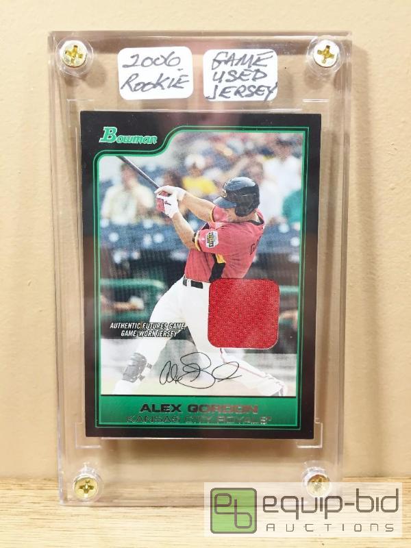 lot 1038 image: ALEX GORDON 2006 ROOKIE CARD & GAME USED JERSEY (MINT) ROOKIE JERSEY CARD - RARE FUTURES GAME SWATCH