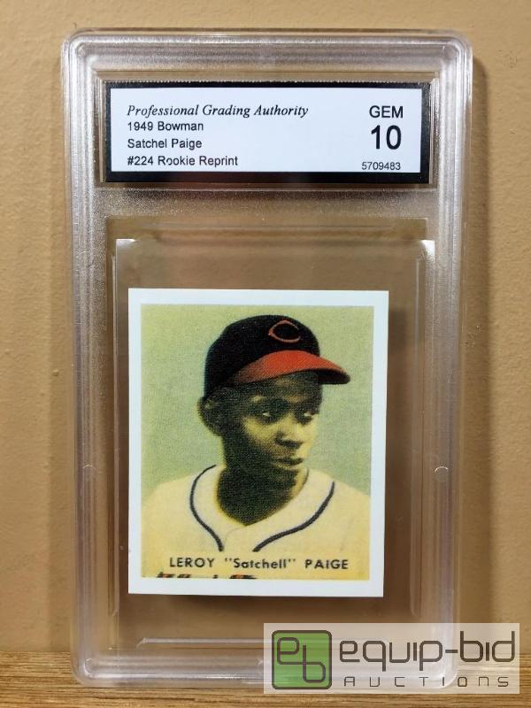 lot 1039 image: SATCHELL PAIGE 1949 BOWMAN ROOKIE RP CARD - GEM MINT 10 - $150 - RARE LICENSED GRADED 10 CARD
