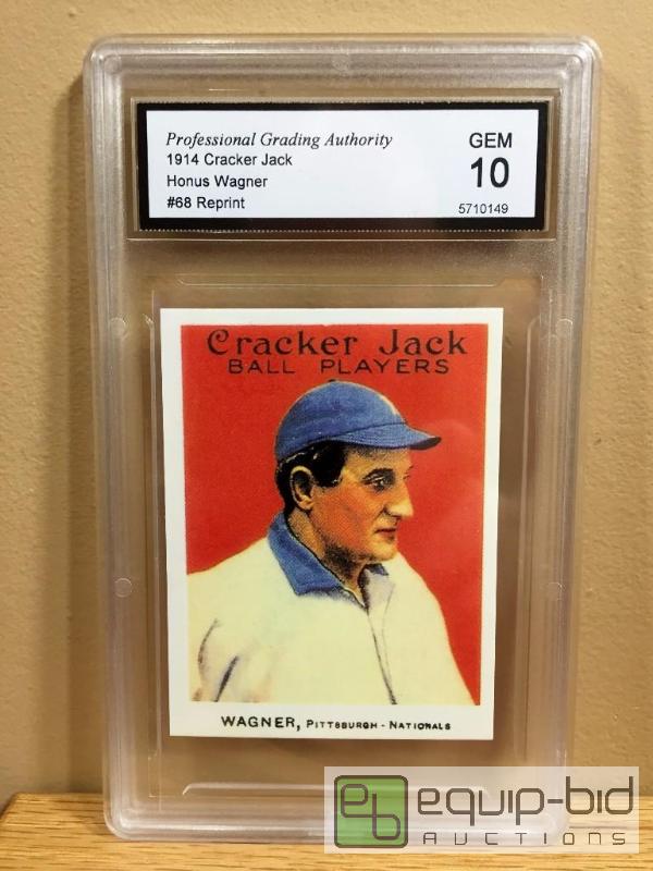 lot 1041 image: HONUS WAGNER 1914 CRACKER JACK RP CARD GEM MINT GRADED 10 - GRADED VALUE $100