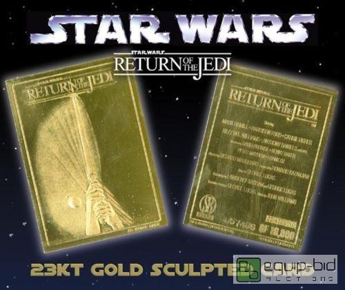 lot 1045 image: Star Wars RETURN OF THE JEDI Movie Poster 23KT Gold Card GEM MINT 10 - GRADED VALUE $120 - RARE