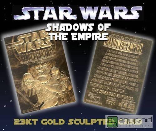 lot 1047 image: Star Wars SHADOWS OF THE EMPIRE 23KT Gold Card Sculptured - GRADED GEM MINT 10 - GRADED VALUE $120