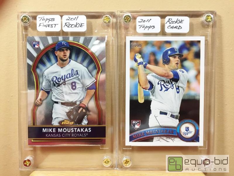 lot 1056 image: MIKE MOUSTAKAS - INCREDIBLE (2) CARD ROOKIE LOT - RARE 2011 TOPPS & TOPPS FINEST ROOKIES