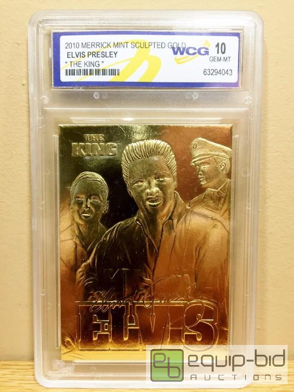 lot 1060 image: ELVIS PRESLEY 2010 The King 23KT Gold Card Sculpted Limited - GRADED GEM MINT 10 - GRADED VALUE $120