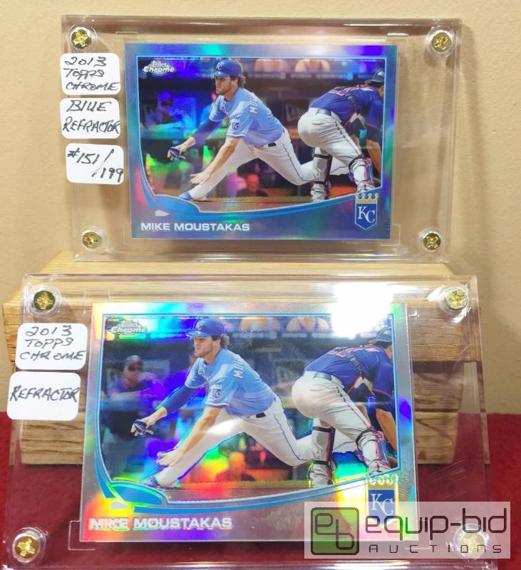 lot 1066 image: (2) RARE MIKE MOUSTAKAS INSERT CARDS -2013 FINEST REFRACTOR #151199  2013 TOPPS FINEST REFRACTOR