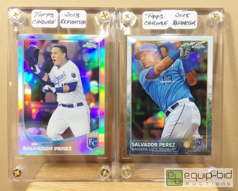 lot 1067 image: (2) RARE SALVADOR PEREZ INSERT CARDS -2013 TOPPS CHROME REFRACTOR  2015 TOPPS FINEST REFRACTOR