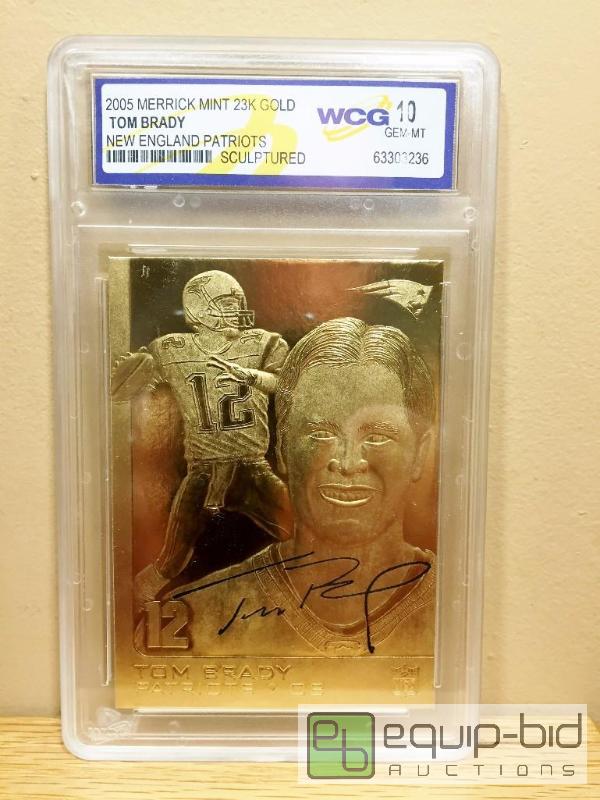 lot 1073 image: TOM BRADY 23 KT Gold Card -GRADED GEM MINT 10 - GRADED VALUE $150 - 2005 NEW ENGLAND PATRIOTS