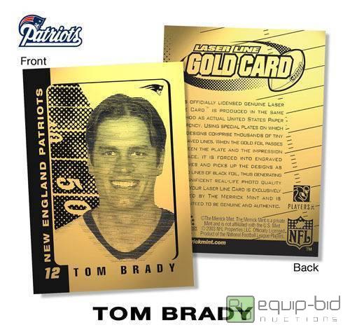 lot 1074 image: TOM BRADY 2004 Laser Line 23 KT Gold Card NFL Graded GEM MINT 10 - GRADED VALUE $125