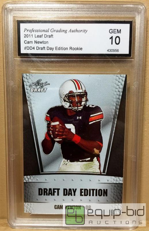 lot 1077 image: CAM NEWTON 2011 LEAF DRAFT GRADED GEM MINT 10 - RARE DRAFT DAY EDITION