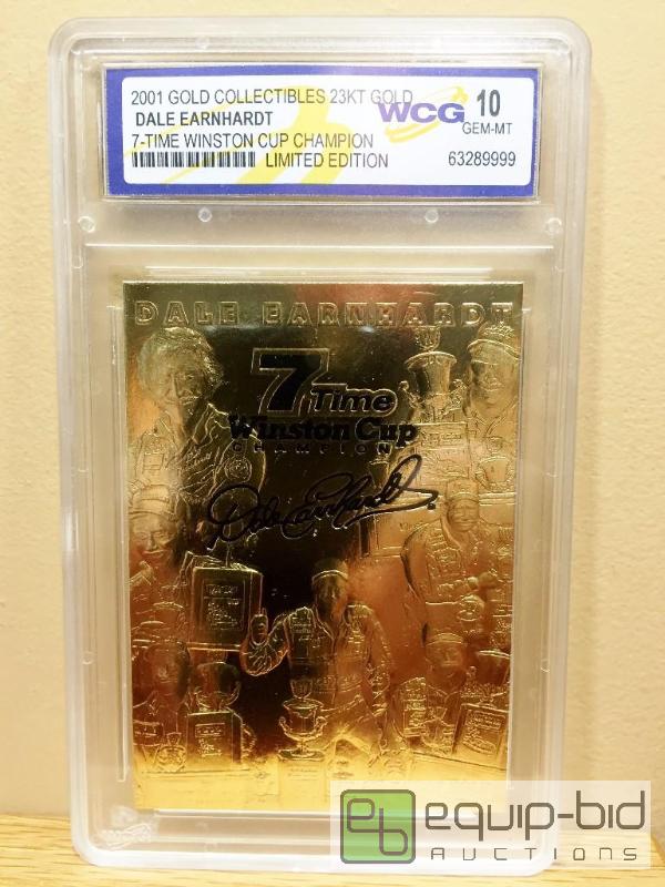 lot 1080 image: DALE EARNHARDT 2001 23KT Gold Card Sculpted 7-TIME CHAMPION Graded GEM MINT 10 - GRADED VALUE $150