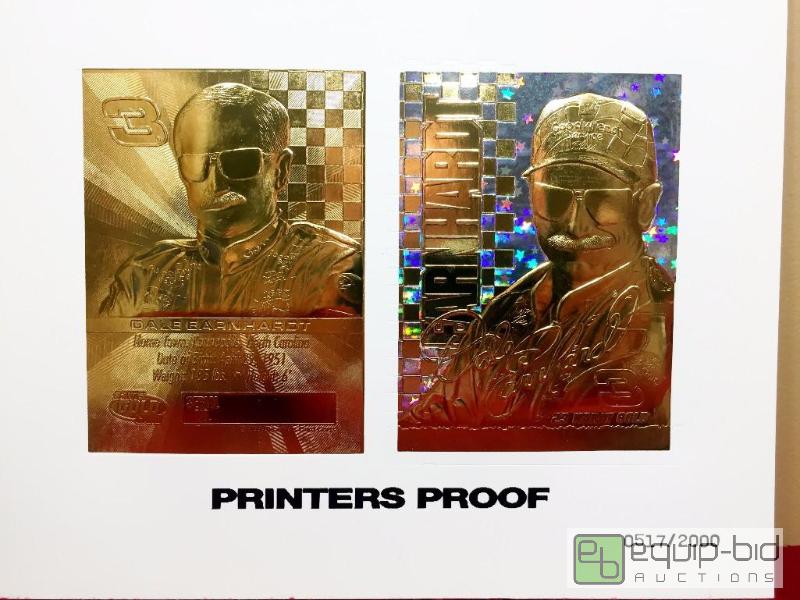 lot 1083 image: DALE EARNHARDT SR Printers Proof Uncut Sheet 1999 23KT Gold Card NASCAR - PRINTERS PROOF VALUE $150