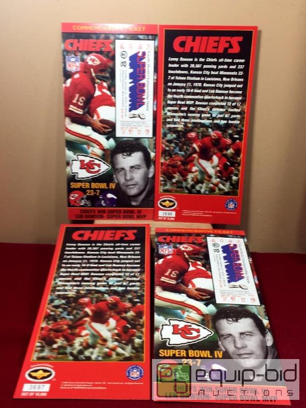 lot 1087 image: LEN DAWSON KANSAS CITY CHIEFS SUPER-BOWL COMMEMORATIVE TICKETS - LIMITED EDITION - SERIAL #D