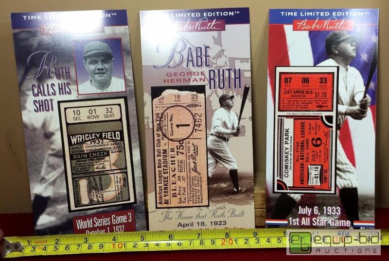 lot 1088 image: BABE RUTH LOT OF 3 LIMITED EDITION COMMEMORATIVE TICKETS SERIAL #D - MUST SEE