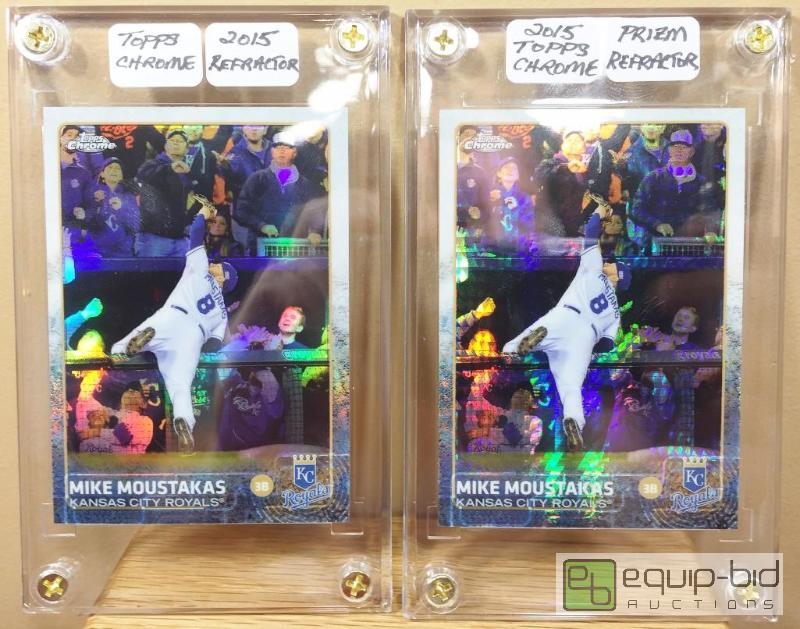 lot 1094 image: (2) RARE MIKE MOUSTAKAS INSERT CARDS -2015 CHROME PRISM REFRACTOR  2015 TOPPS CHROME REFRACTOR