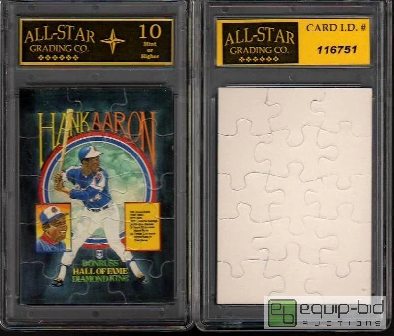 lot 1096 image: RARE HANK AARON 1986 INSERT Donruss Puzzle Card GRADED GEM MINT 10 - GRADED VALUE $100