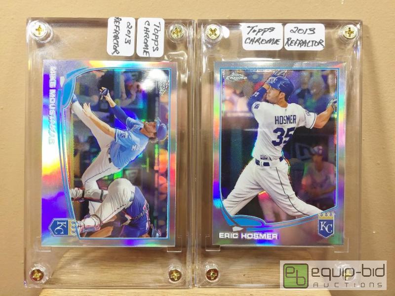 lot 1104 image: (2) RARE ERIC HOSMER & MIKE MOUSTAKAS INSERT CARDS -2013 TOPPS CHROME REFRACTORS