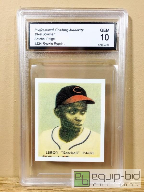 lot 1131 image: SATCHELL PAIGE 1949 BOWMAN ROOKIE RP CARD - GEM MINT 10 - $150 - RARE LICENSED GRADED 10 CARD