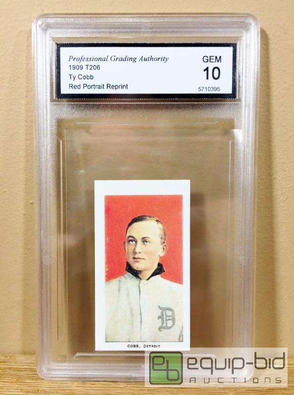 lot 1132 image: TY COBB 1909 T206 RED PORTRAIT RP CARD - GEM MINT 10 - $150 - RARE LICENSED GRADED 10 CARD