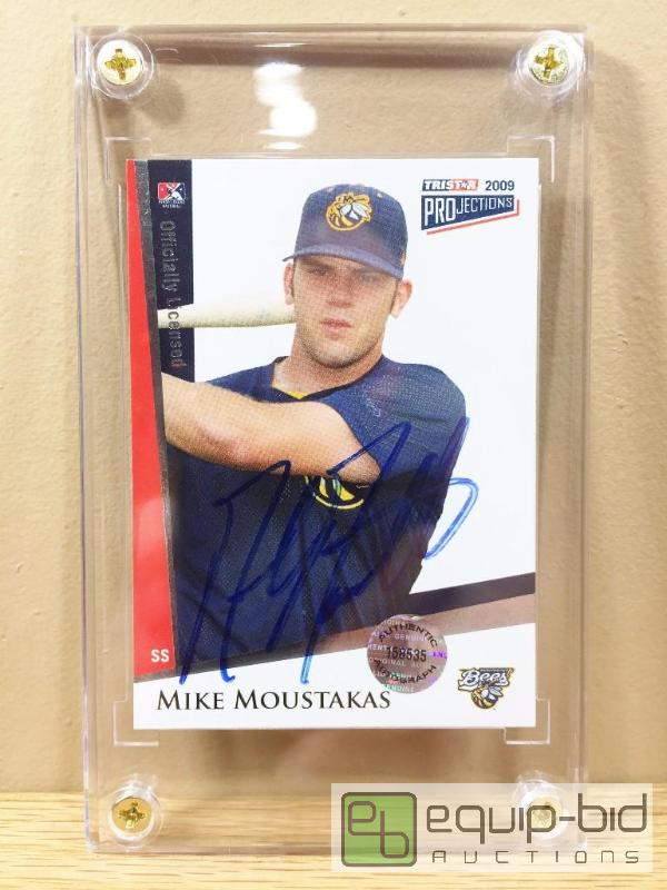 lot 998 image: MIKE MOUSTAKAS AUTOGRAPHED ROOKIE CARD WITH CERTIFICATE OF AUTHENTICITY - 2009 TRI STAR ROOKIE