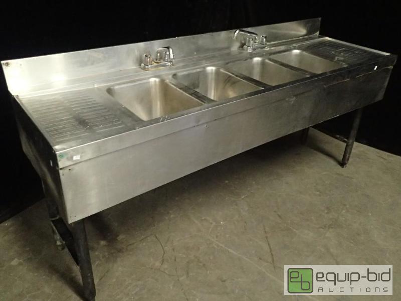 lot 3030 image: Bar Back 4 Well Sink with Drain Boards