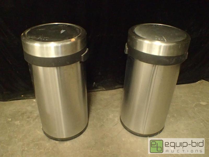 lot 3035 image: (2) Stainless Swing Lid Trash Bins