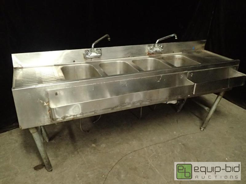 lot 3041 image: Bar Back 4 Well Sink with Drain Boards