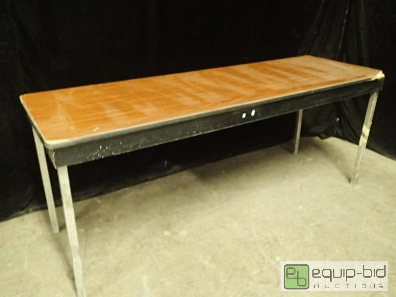 lot 3043 image: Steel Legged Folding Wood Top Table