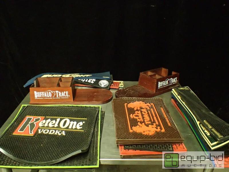 lot 3052 image: Approximately (20) Bar Mats and 2 Wood Bar Supplies Caddies